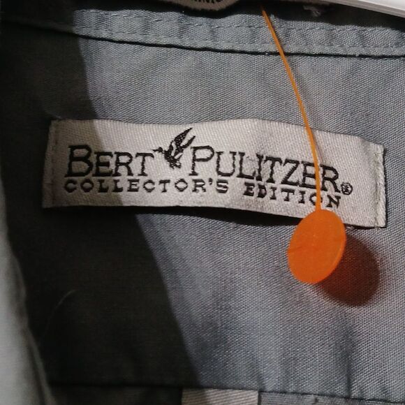 Bert Pulitzer Collector Edition light gray short sleeve button down shirt Sz 15 - Picture 4 of 8